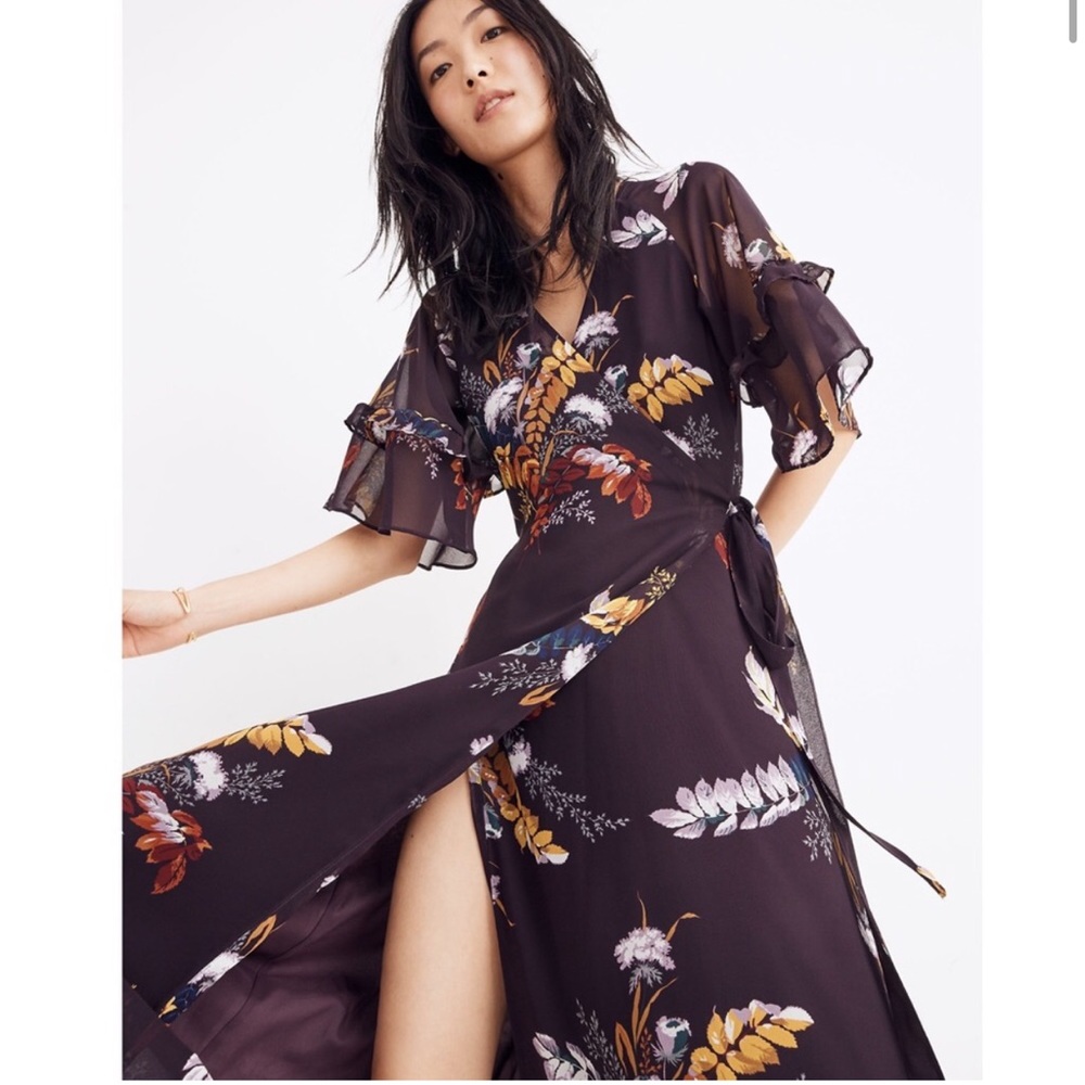 Madewell Vervain Wrap Dress in Blooming Oasis